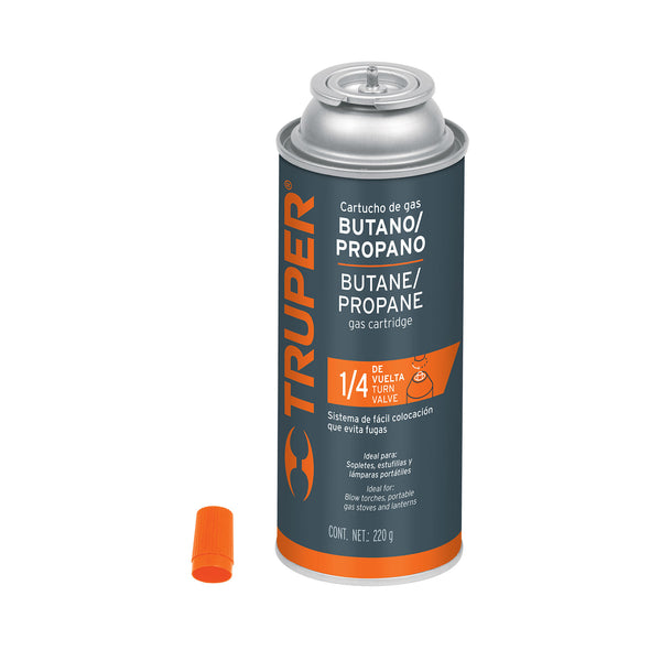 Lata de gas, 220 gr, 1/4 de vuelta TRUPER GAS-220X