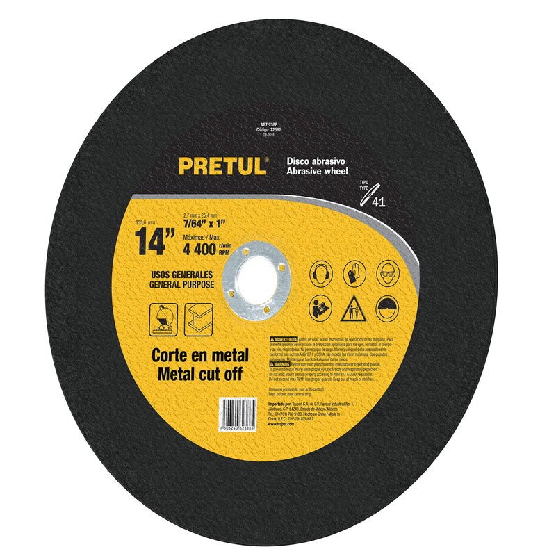 DISCO CORTE METAL 14' CHOP SAW CORTE RAP. PRETUL 22561