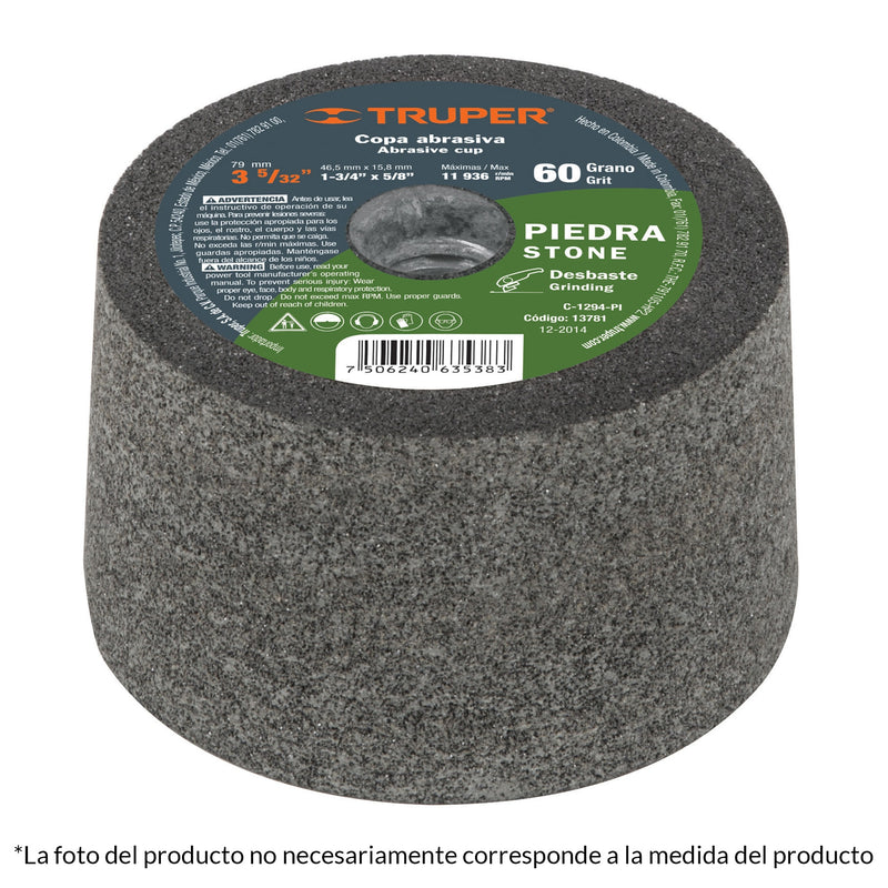 COPA DESBASTE PIEDRA  3-5/32'' GRANO 36 ENT. 5/ TRUPER 13780