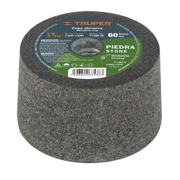COPA DESBASTE PIEDRA  3-5/32'' GRANO 60 ENT. 5/ TRUPER 13781