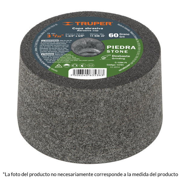 COPA DESBASTE PIEDRA  3-5/32'' GRANO 60 ENT. M1 TRUPER 13784