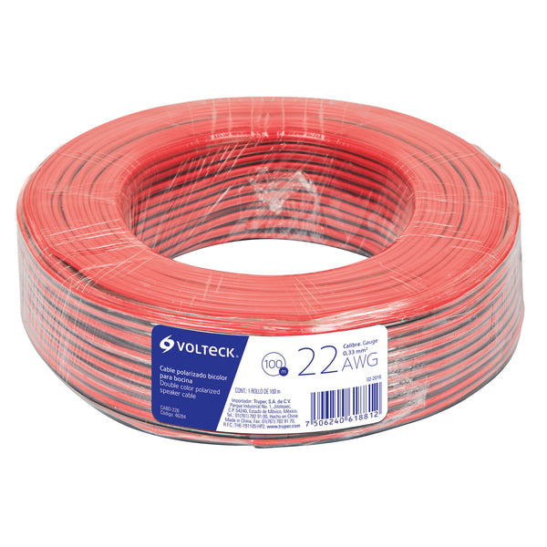 CABLE PARA BOCINA BICOLOR 22 AWG VOLTECH 46264