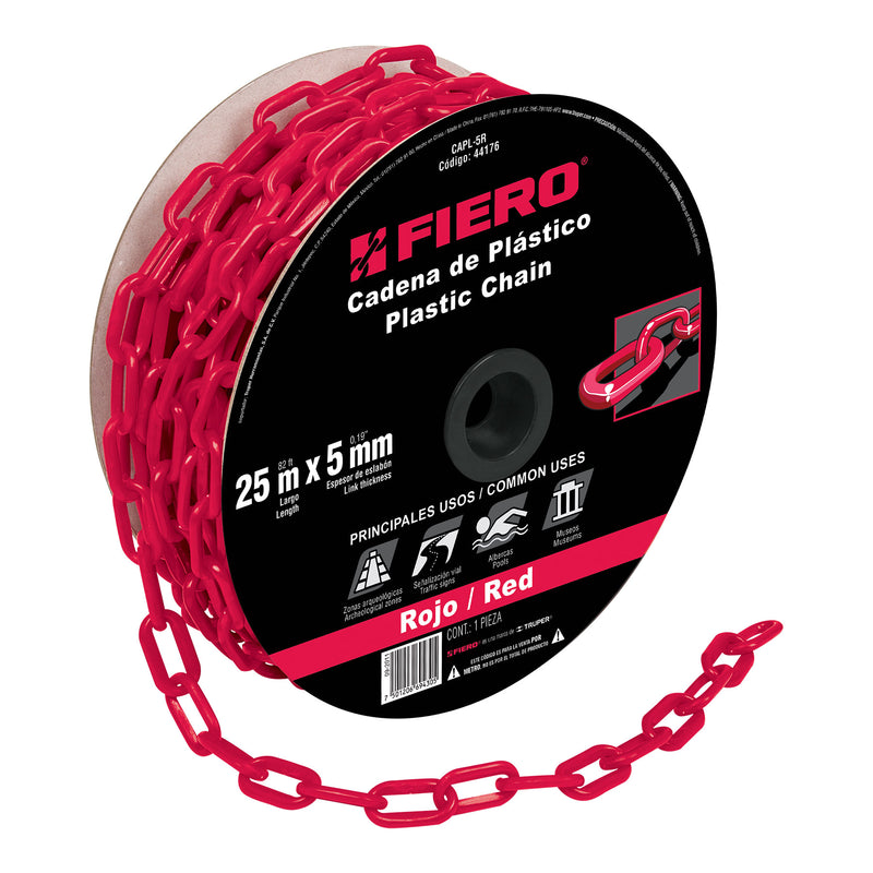 CADENA PLASTICA 5 MM X 25 MT ROJA FIERO 44176