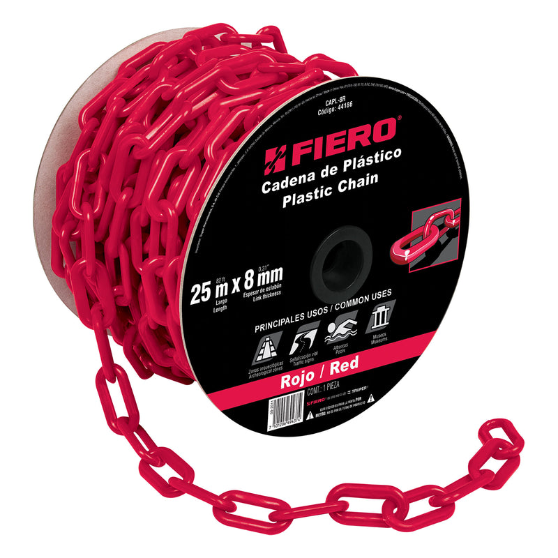 CADENA PLASTICA 8 MM X 25 MT ROJA FIERO 44186