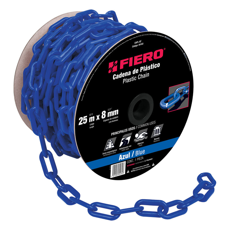 CADENA PLASTICA 8 MM X 25 MT AZUL FIERO 44183