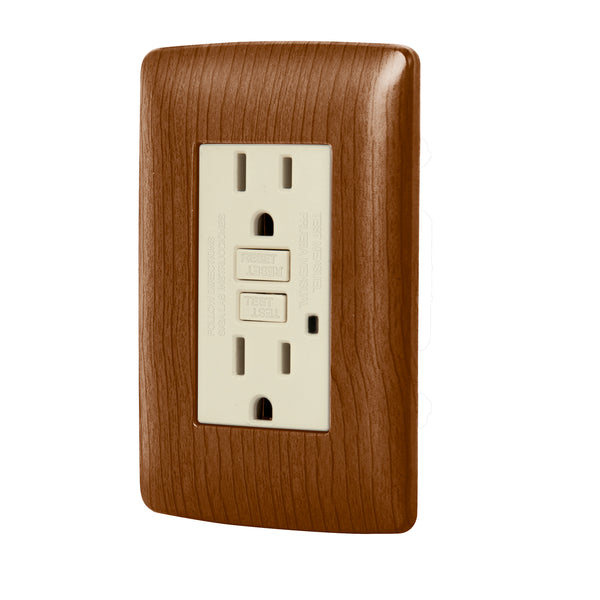 CONTACTO DOBLE GFCI MADERA ITALIANA VOLTECH 49813