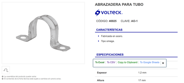 Abrazadera de tubo tipo omega 1', Volteck