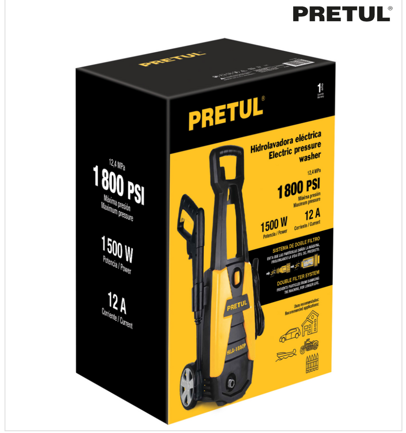 HIDROLAVADORA TIPO KARCHER ELECTRICA 1800 PSI PRETUL 26024