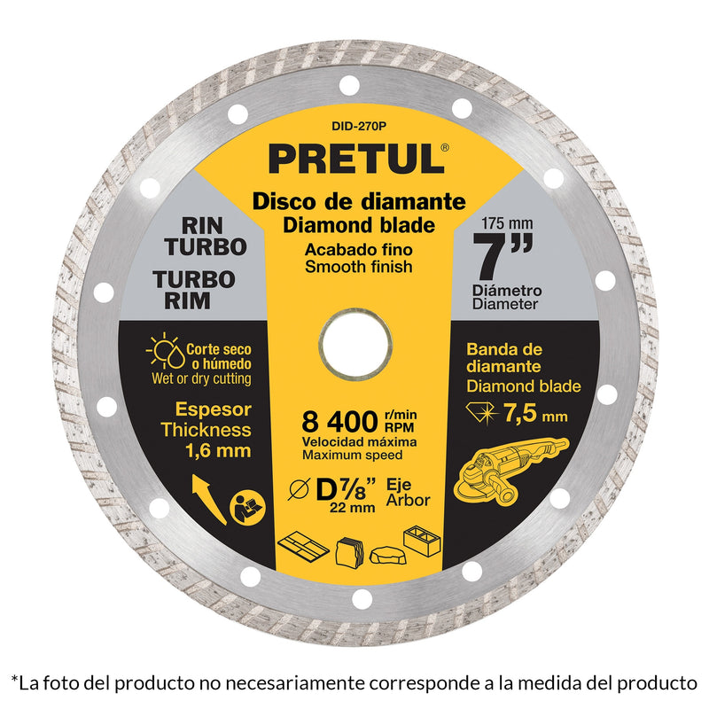 DISCO DIAMANTE RIN TURBO 4-1/2'' PRETUL 27017