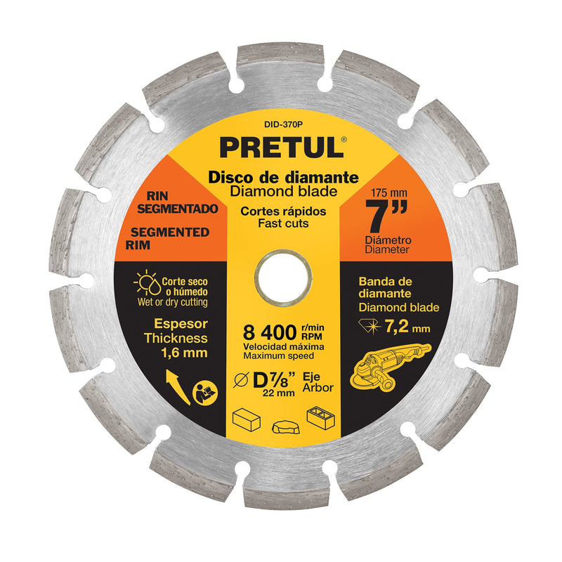 DISCO DIAMANTE RIN SEGMENTADO 7'' PRETUL 27033