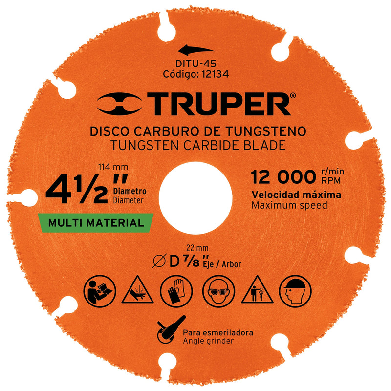 DISCO CARBURO TUNGSTENO 4-1/2'' MULTIMATERIAL TRUPER 12134