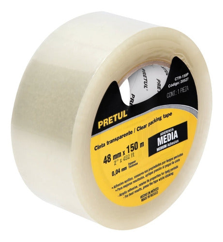 CINTA TRANSPARENTE 150 MT PRETUL 20527