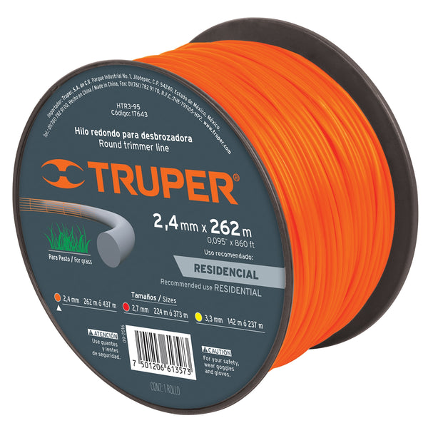 HILO REDONDO 2.4 MM X 262 MT NARANJA TRUPER 17643