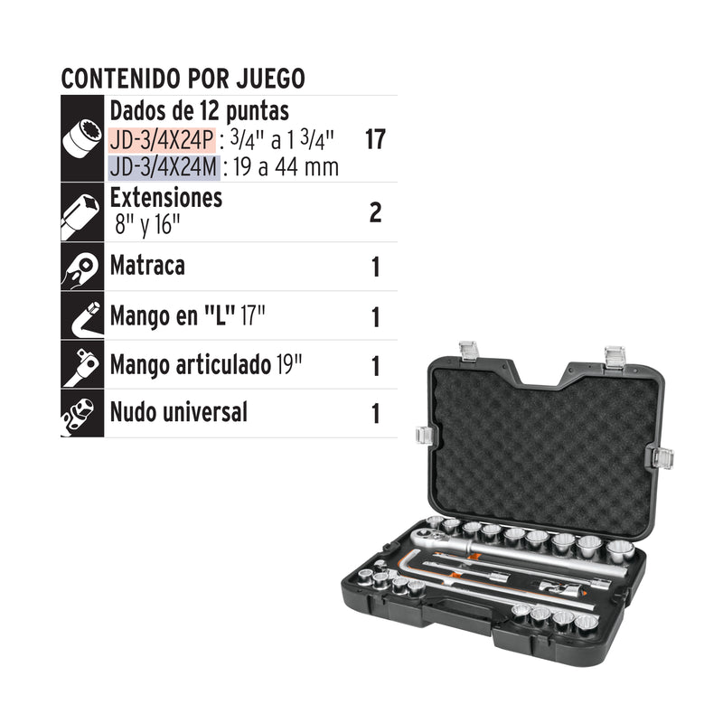 JUEGO AUTOCLE 3/4' STD 24 PZ TRUPER 13970