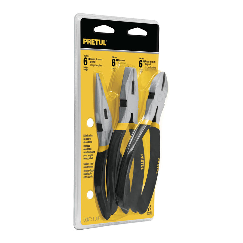 JUEGO PINZAS 3 PZ PRETUL 22975