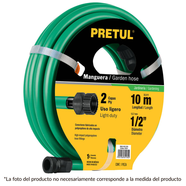 MANGUERA 2 CAPAS 1/2'' X 15 MT VERDE PRETUL 22132