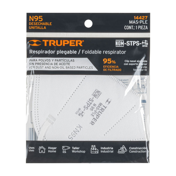 Mascarilla plegable N95, para polvos y partículas