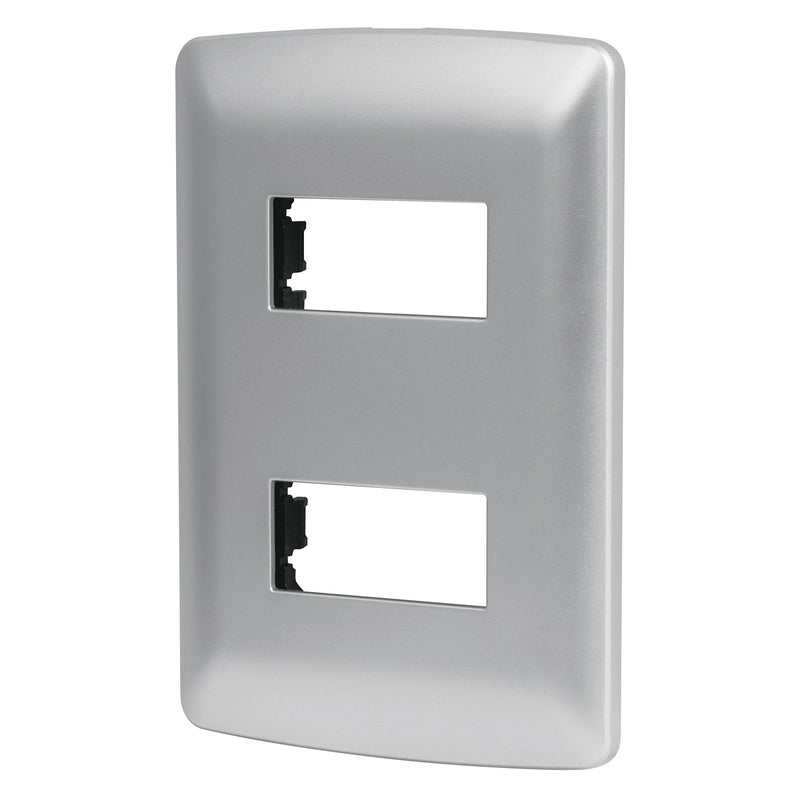 PLACA 2 VENTANAS PLASTICA PLATA ITALIANA VOLTECH 46398