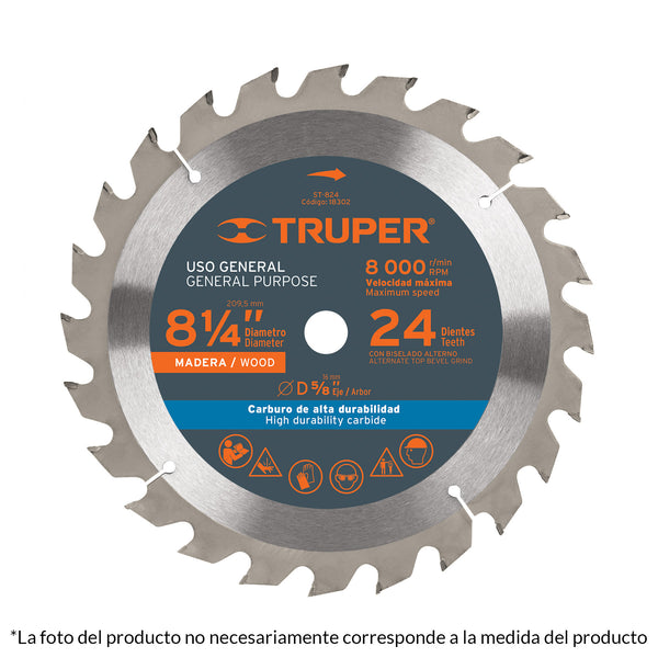 SIERRA CIRCULAR MADERA 32D. 8-1/4' X 5/8' TRUPER 12682