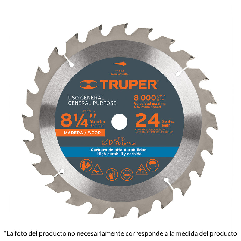 SIERRA CIRCULAR MADERA 40 D. 8-1/4' X 5/8' TRUPER 18303